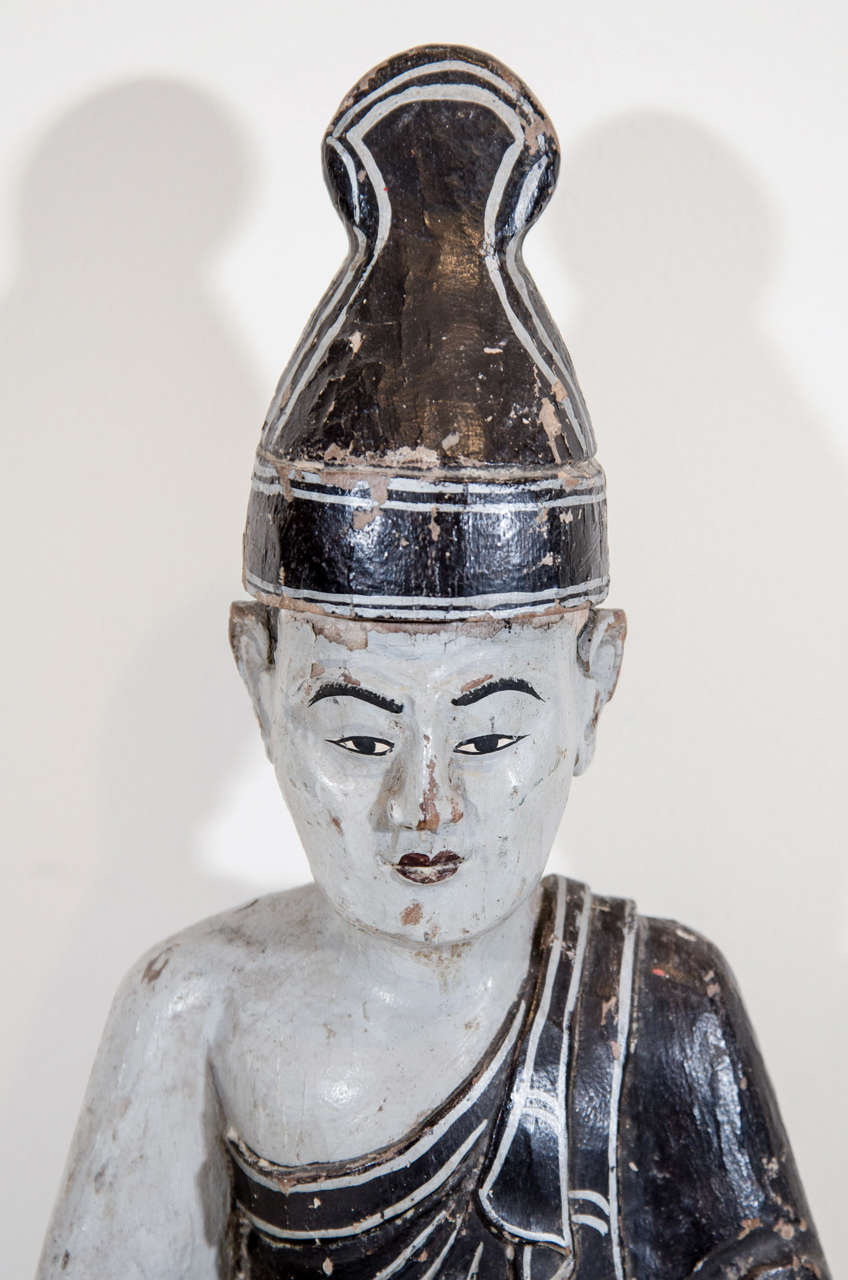 20th Century Burmese Seated Temple Monk For Sale
