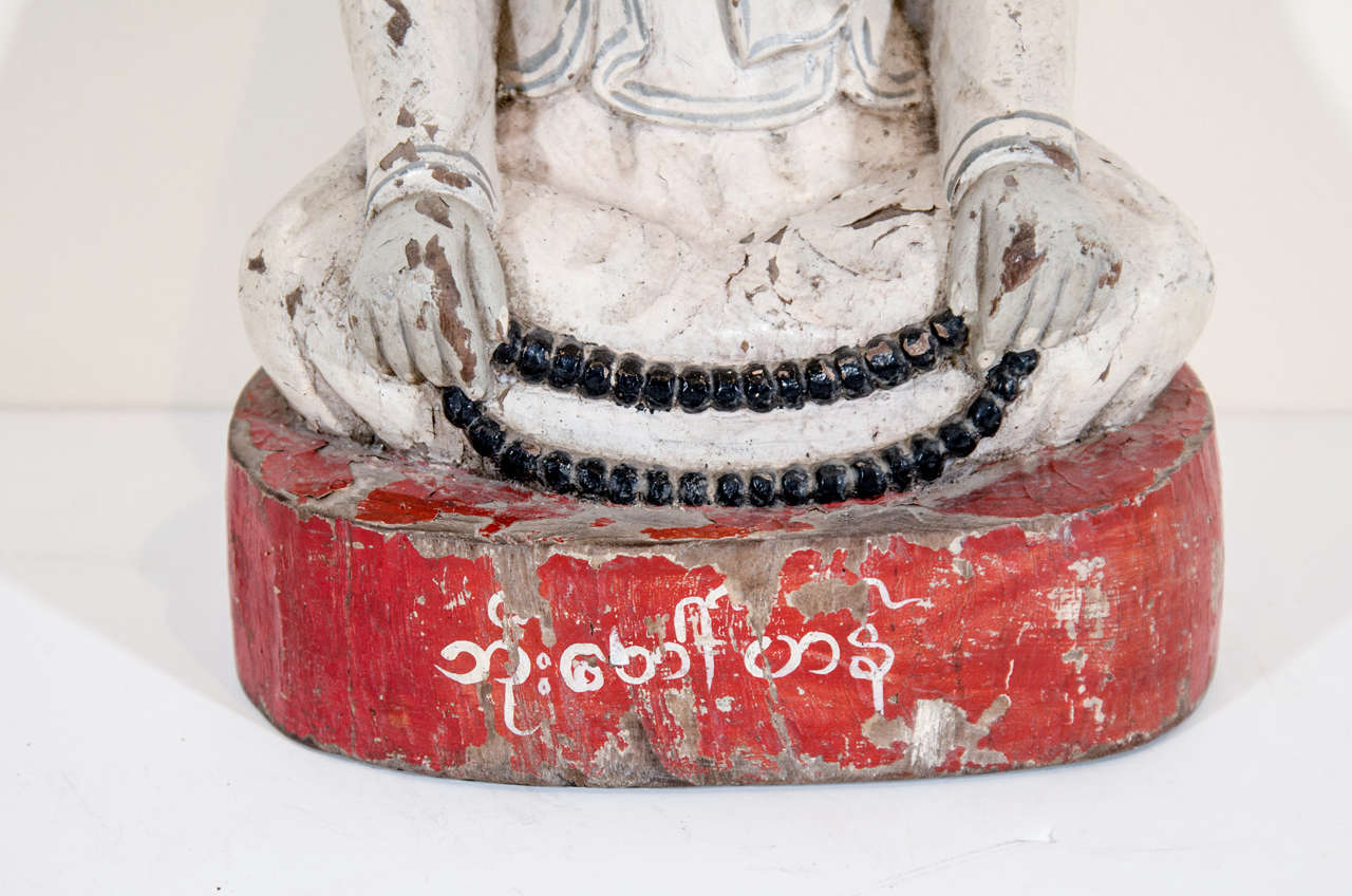 Seated Monk with Prayer Beads In Excellent Condition For Sale In New York, NY