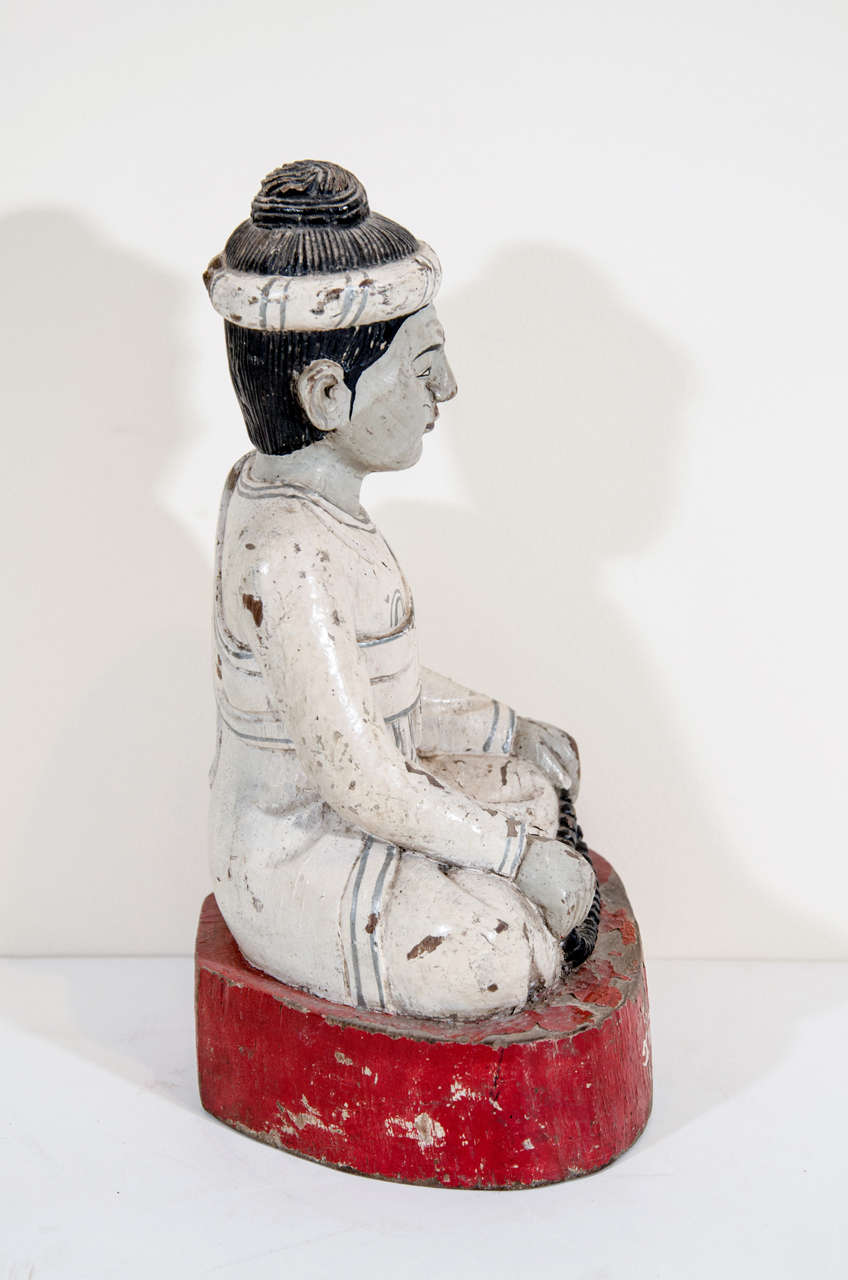 20th Century Seated Monk with Prayer Beads For Sale