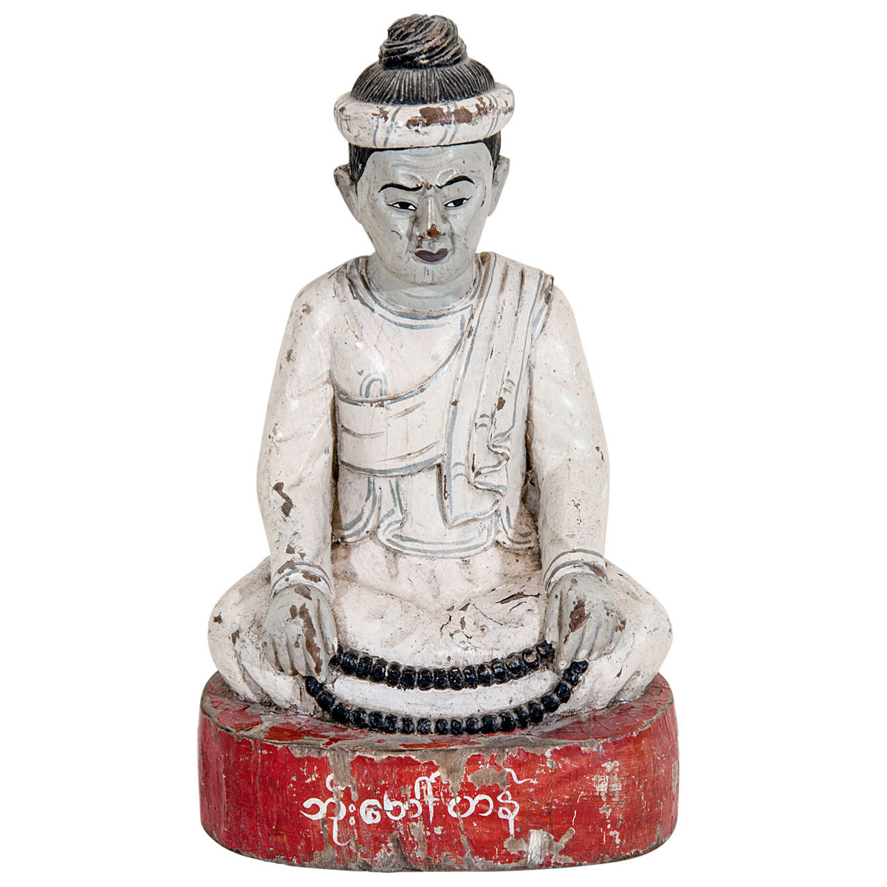 Seated Monk with Prayer Beads For Sale