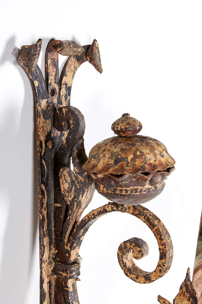 19th Century Three French, Late 1800s Forged Sconces For Sale