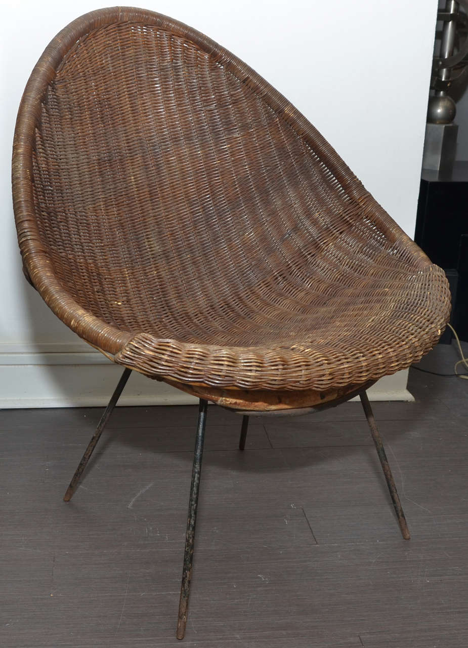 Italian Rattan Living Room by Ico Parisi For Sale