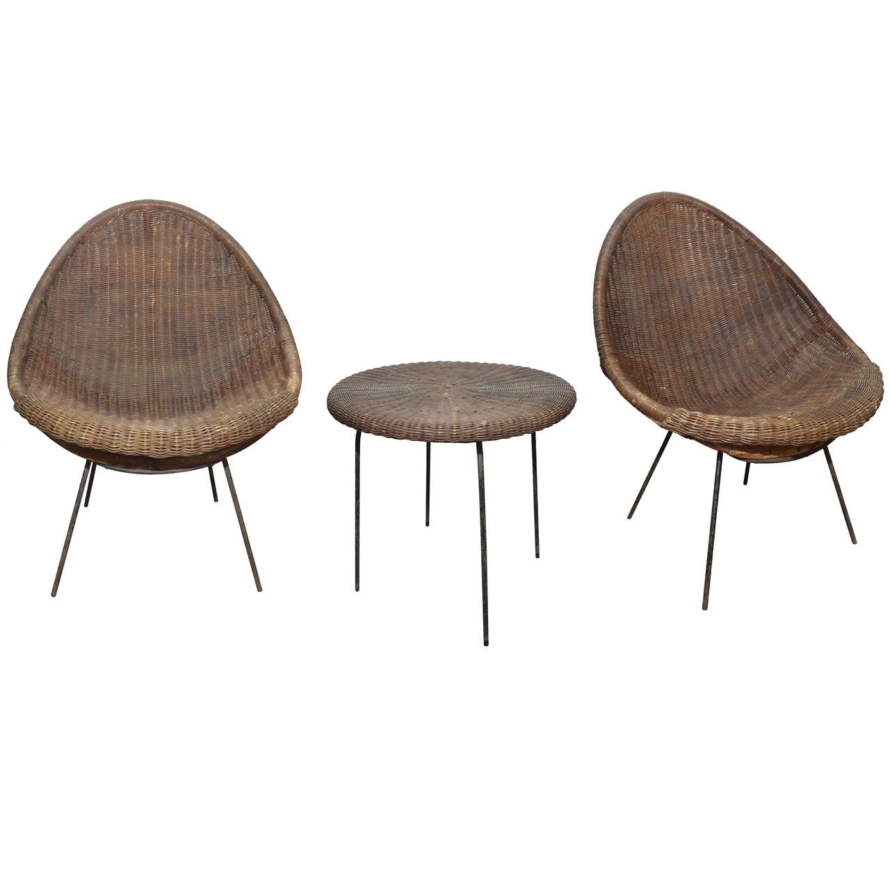 Rattan Living Room by Ico Parisi For Sale