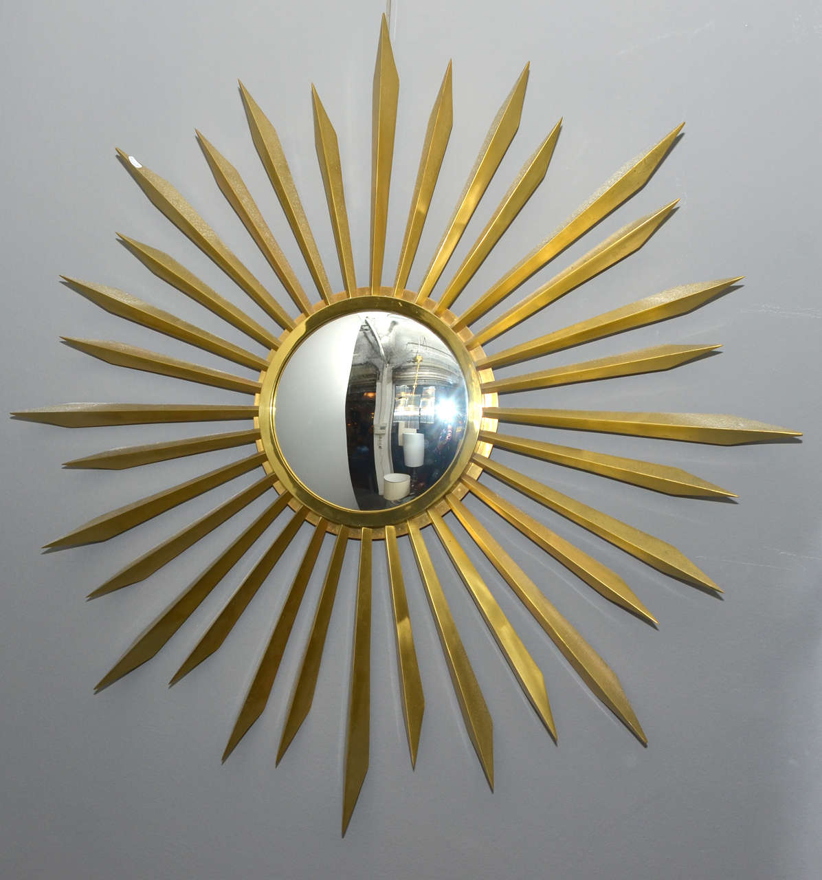 French 1960's Bronze Sunburst Mirror For Sale