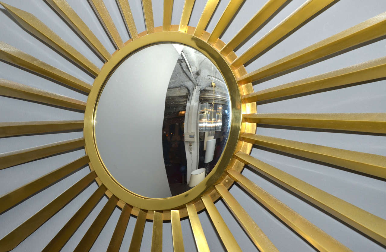 Mid-20th Century 1960's Bronze Sunburst Mirror For Sale