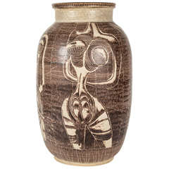 Retro Aaron Bohrod and F. Carlton Ball Hand-Thrown Pottery "Eve" Vase