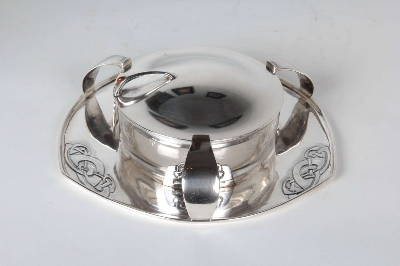 British Archibald Knox, Liberty & Co. Rare Sterling and Opal Caviar Server,  1904 For Sale