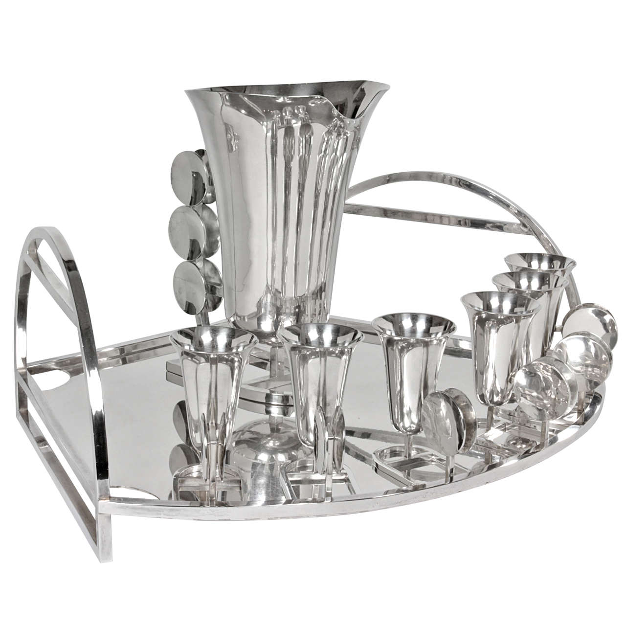 William Frederick Chicago Sterling Cocktail Drinks Set, circa 1945-1950 For Sale
