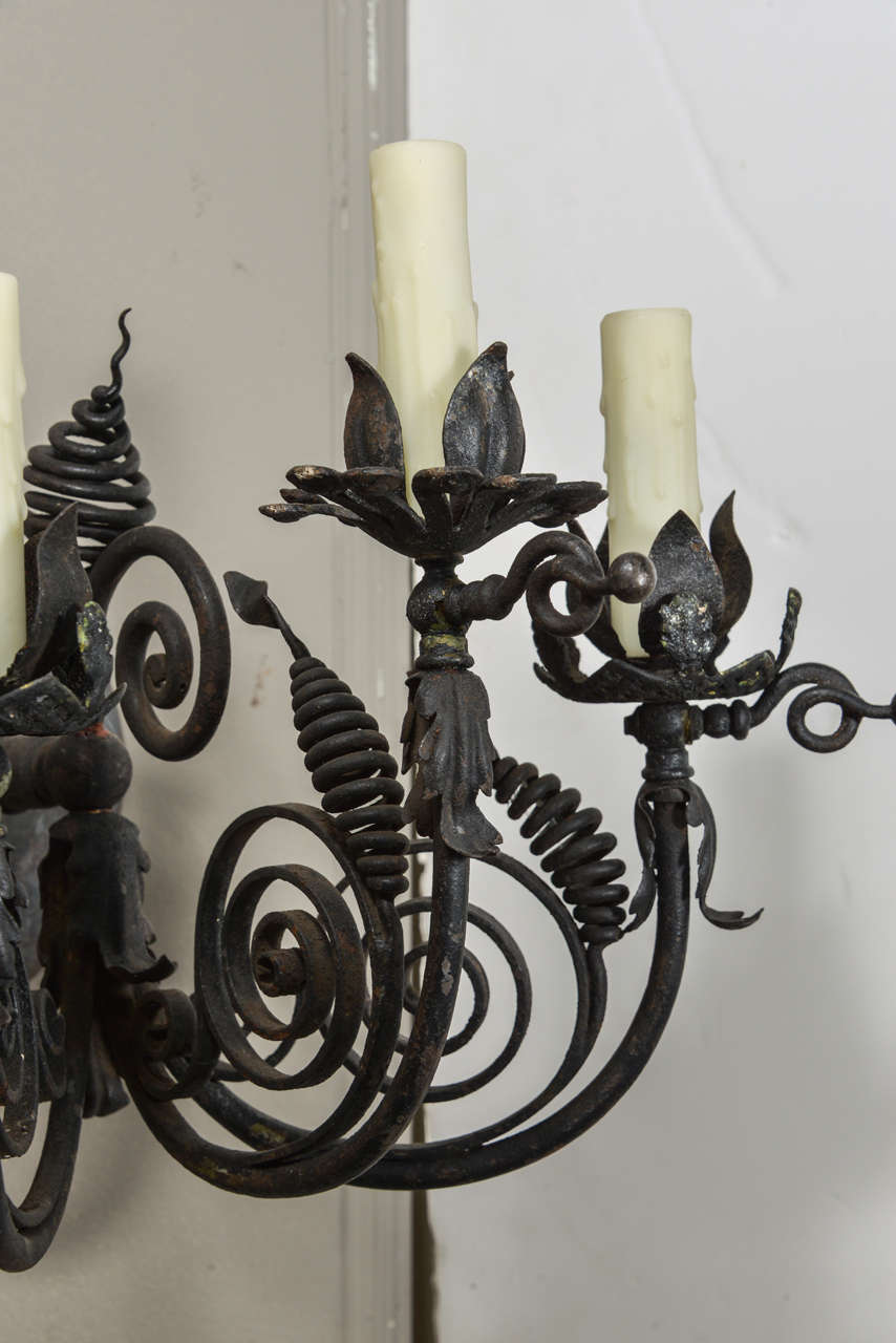 Rococo French Iron Handmade Single Sconce For Sale