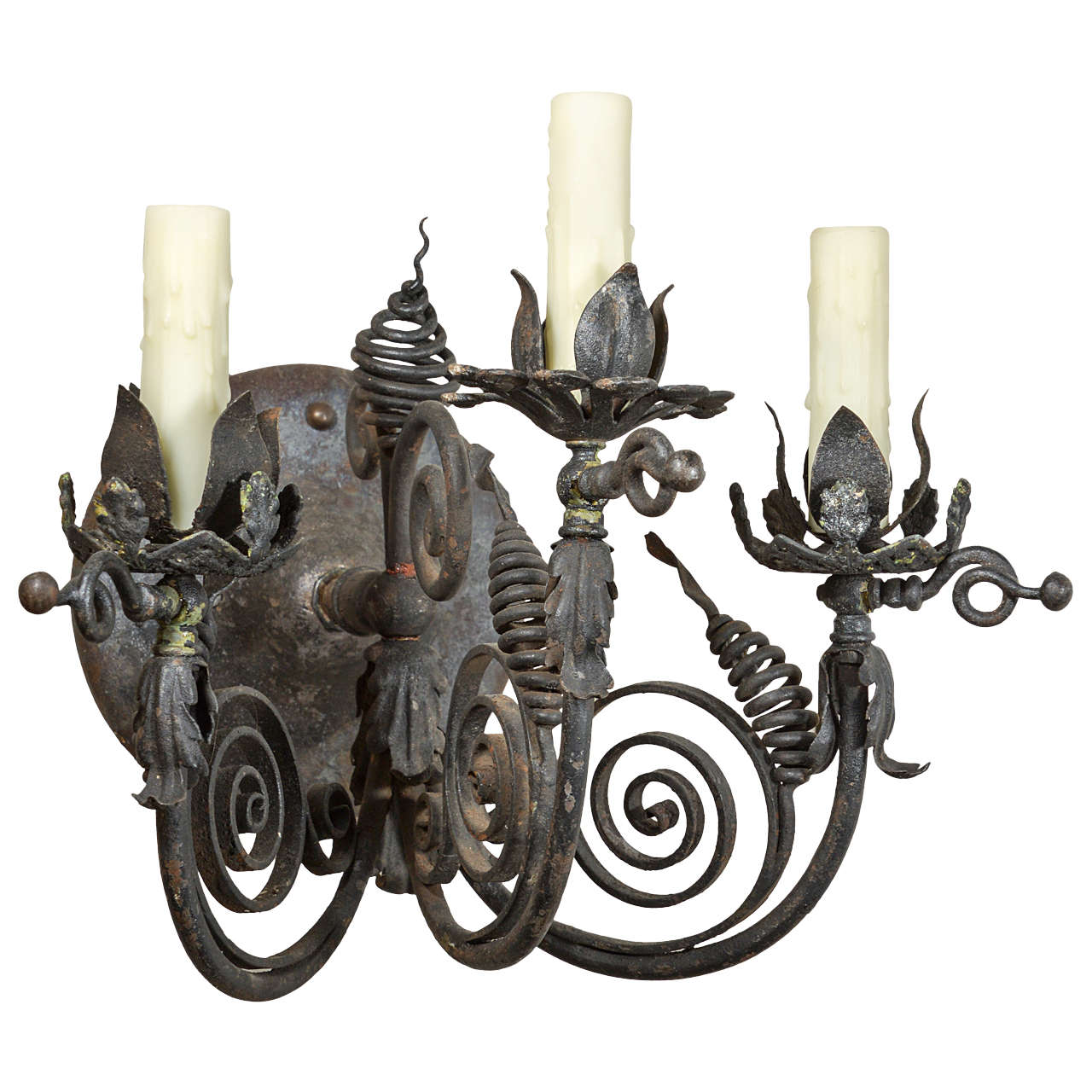 French Iron Handmade Single Sconce For Sale