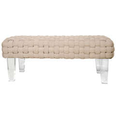 USA Basket Weave Bench with Lucite Legs