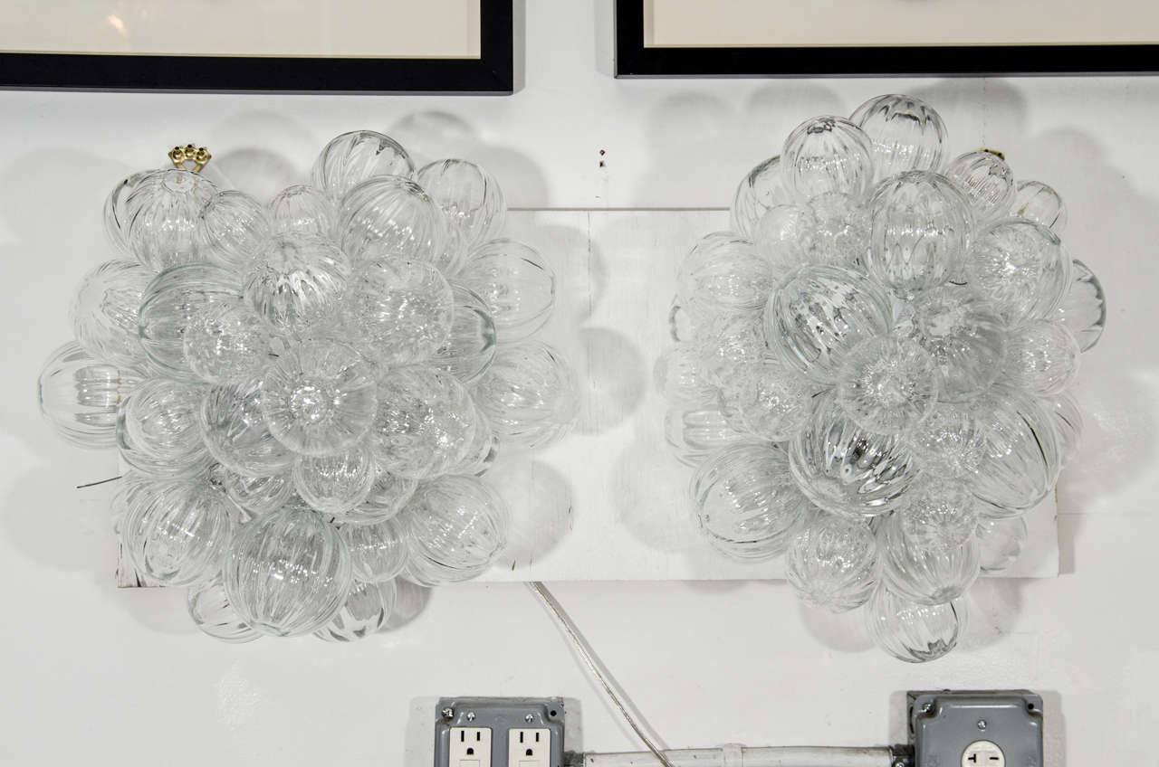 Pair of Clear Glass Bubble Sconces