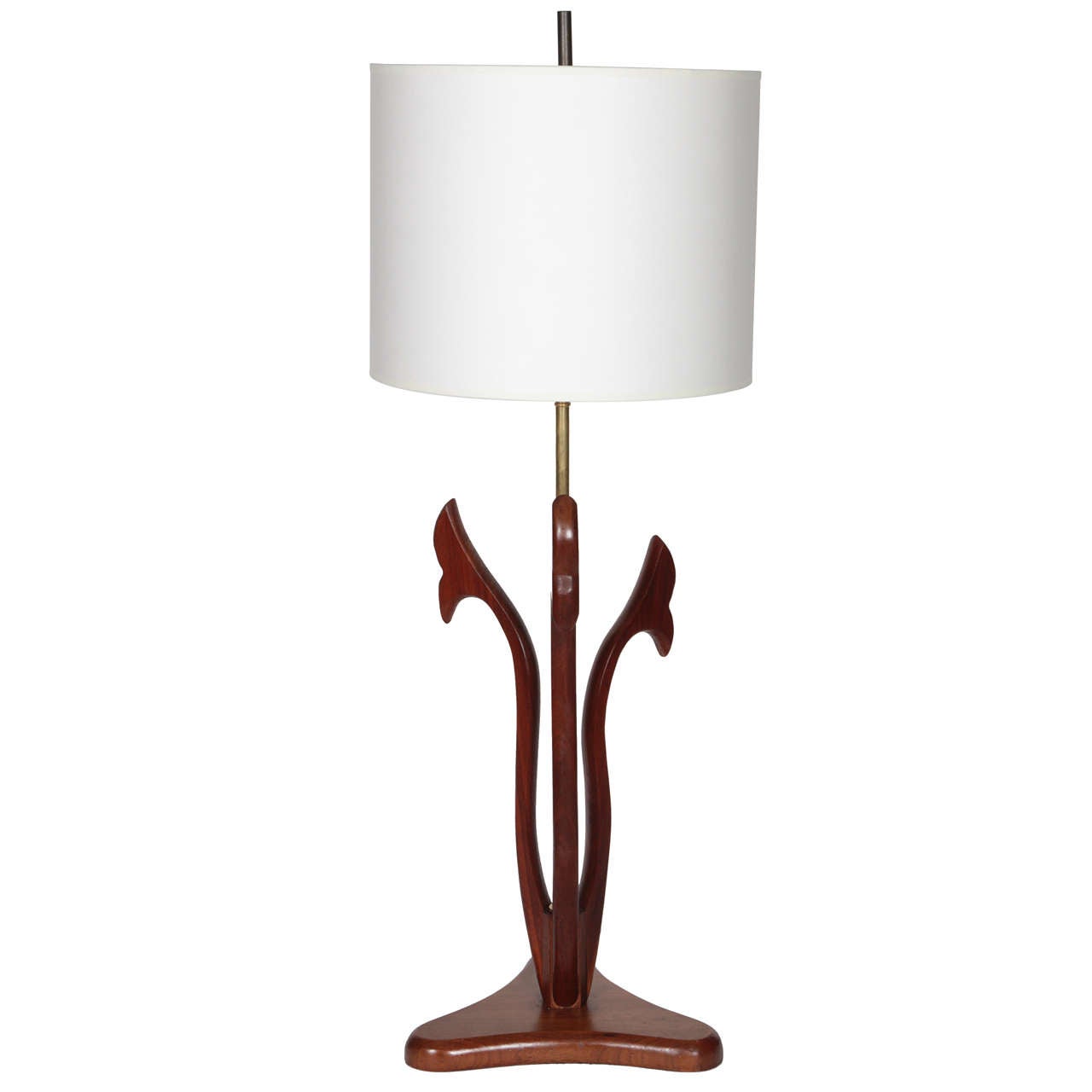 Mid-Century Sculptural Wood Table Lamp