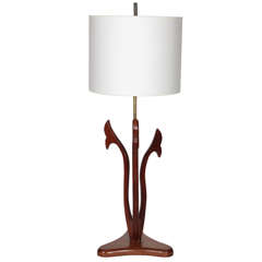 Mid-Century Sculptural Wood Table Lamp 9