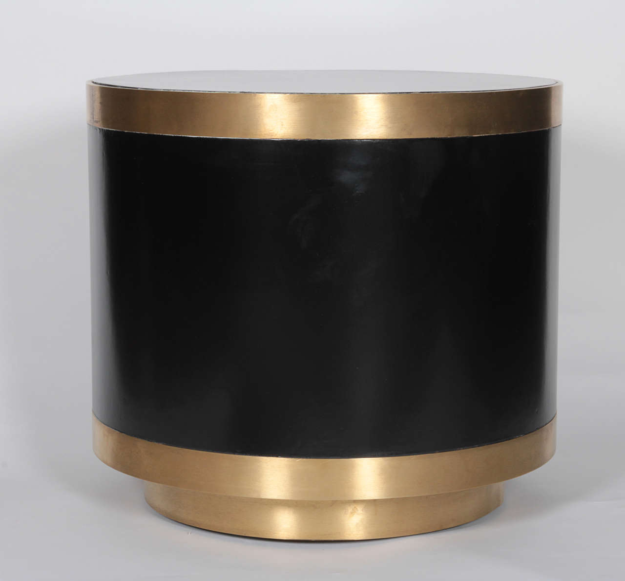 Ebony & Brass Drum Occasional Table