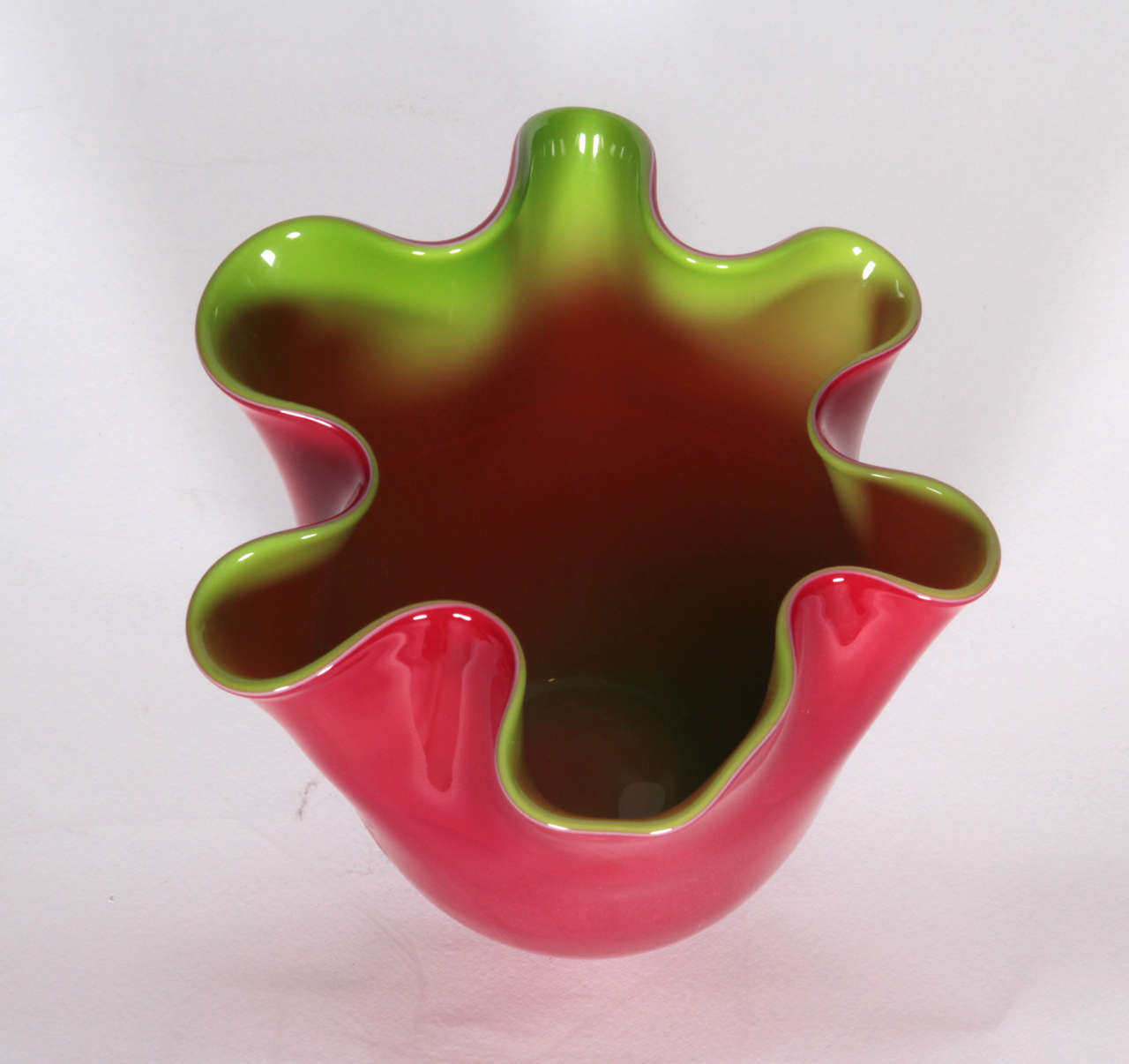 Italienische rote und grüne Vase (Glas)