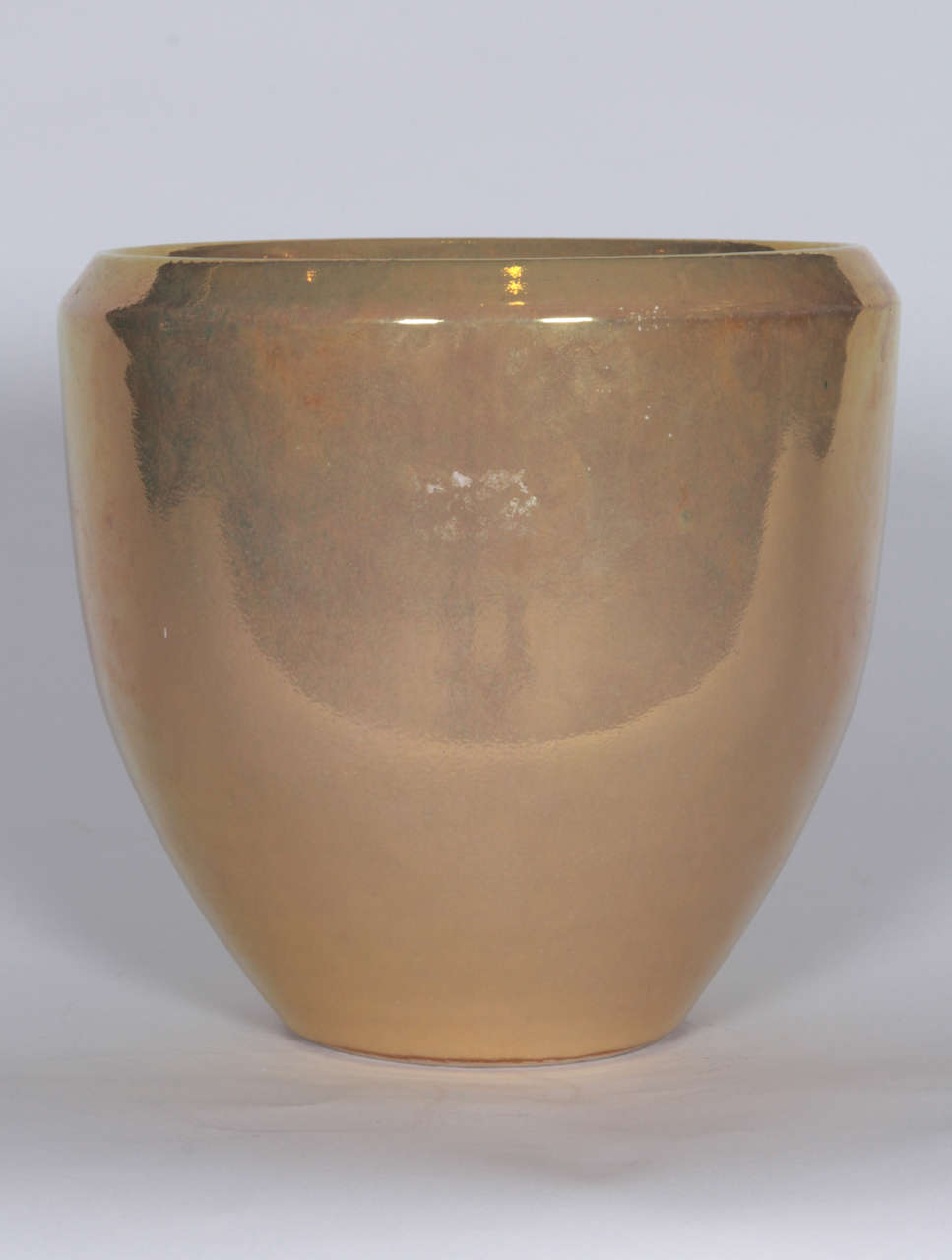 Metallic gold ceramic planter. European, circa 1960.  Perfectly proportioned to hold an orchid.