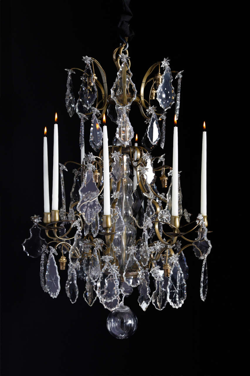 A 19th c. Swedish Rococo Style Cage 8 Light Chandelier