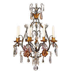 19th c. French Iron and Crystal 8 Light Chandelier