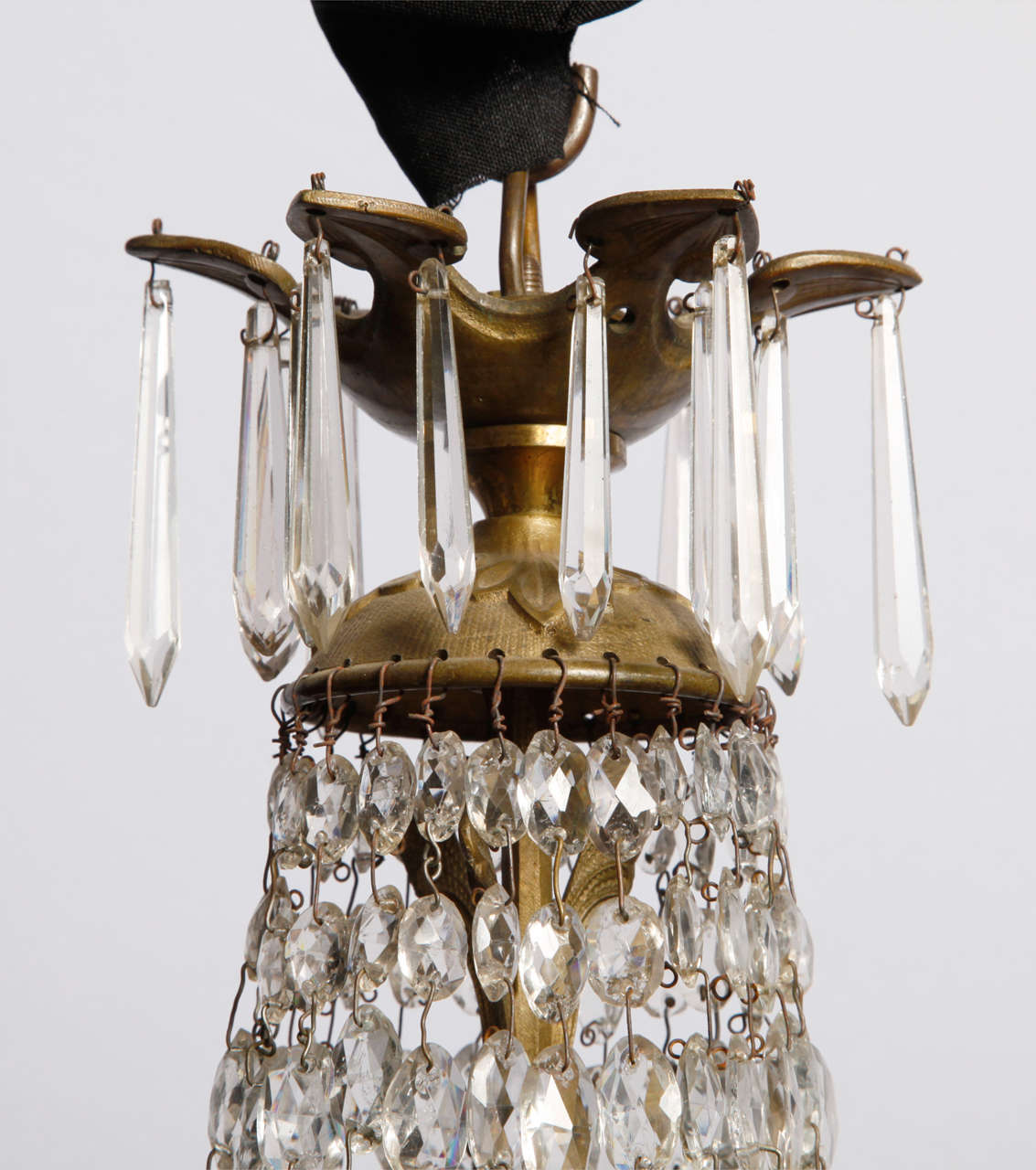 A Regency Period Basket Bronze and Glass 6 light chandelier 1
