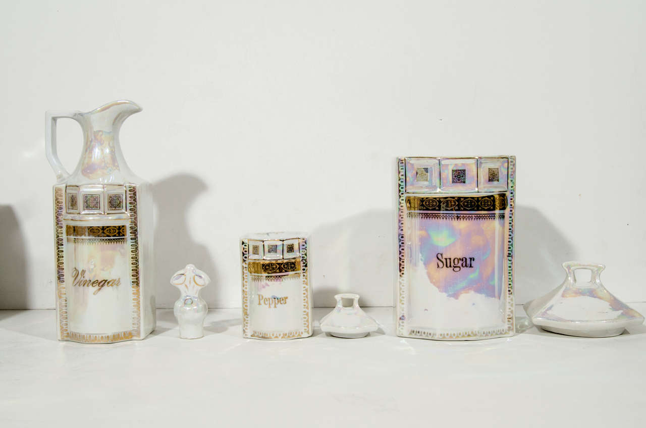 Antique Porcelain Canister Storage Jars and Spice 12 piece Set, Germany c. 1900 In Good Condition In Fort Lauderdale, FL