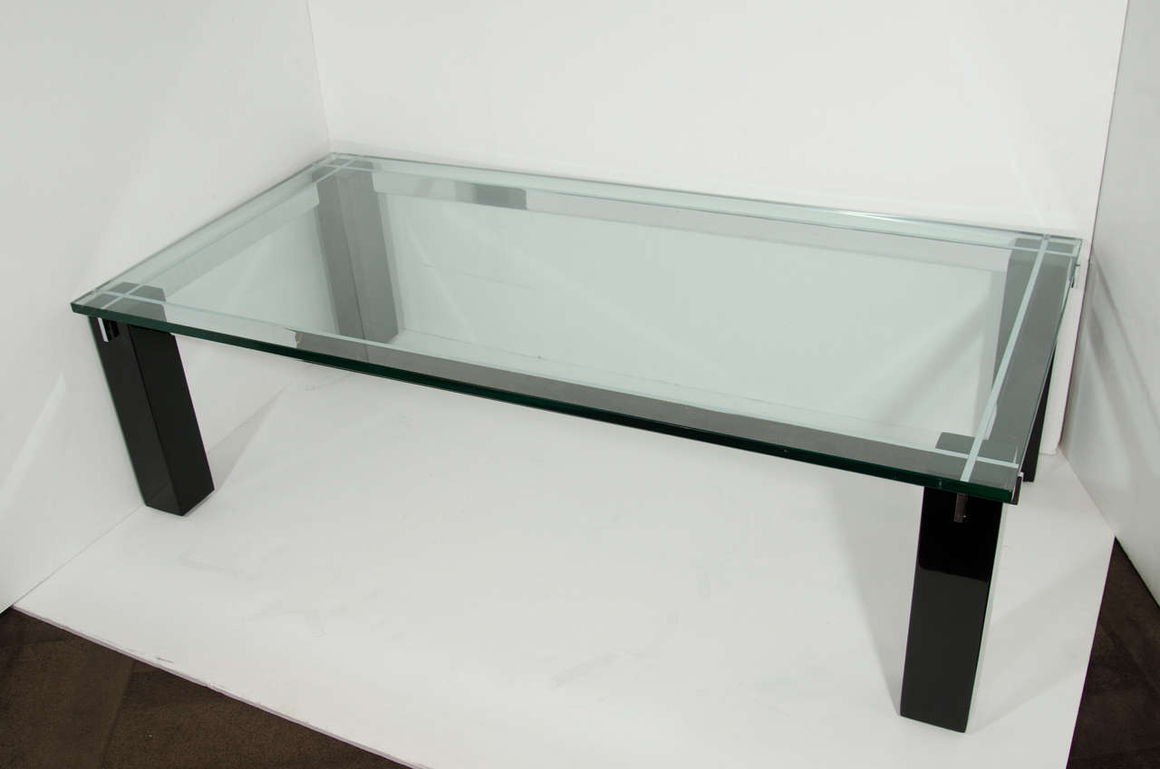 Ebonized Italian Mid-Century Modern Architectural Coffee Table