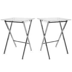 Pair of Vintage Modern Lucite & Chrome Folding Tray Tables