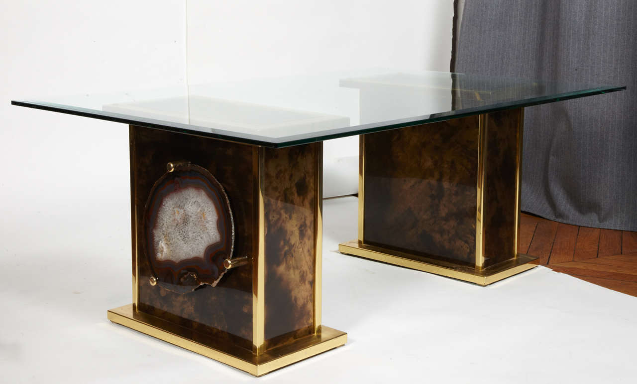 Late 20th Century cocktail table with agates attributed to Willy Daro