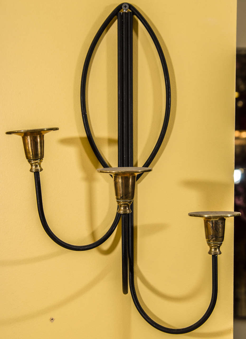 Mid-Century Modern Pair of Candle Wall Sconces in the Manner of Tommi Parzinger
