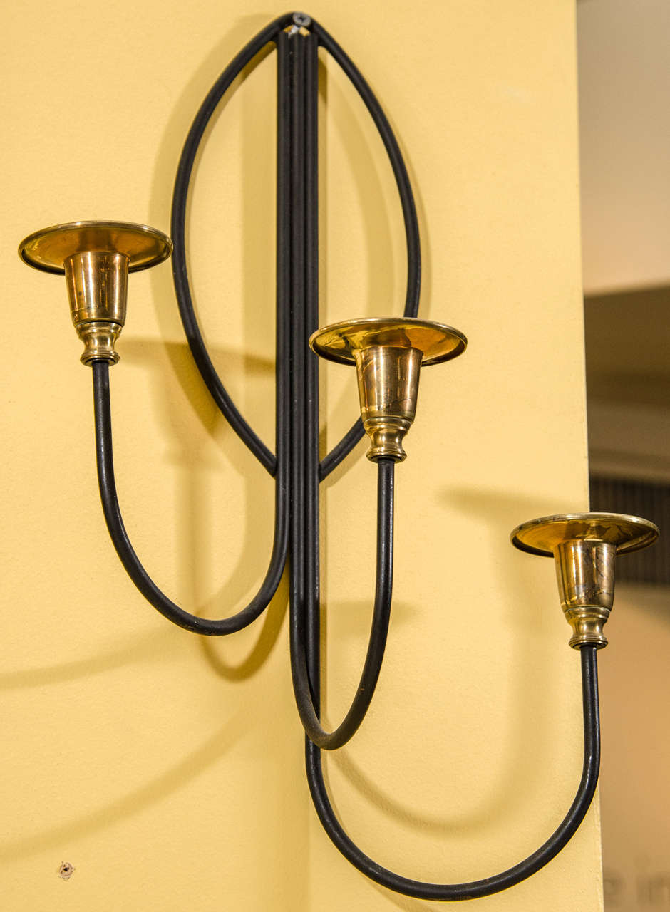 20th Century Pair of Candle Wall Sconces in the Manner of Tommi Parzinger