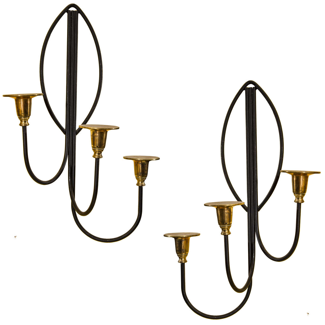Pair of Candle Wall Sconces in the Manner of Tommi Parzinger at 1stDibs