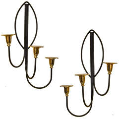 Pair of Candle Wall Sconces in the Manner of Tommi Parzinger