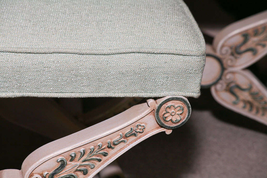 Pair Of French Empire Style Painted Stools For Sale 1