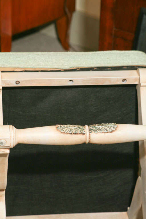Pair Of French Empire Style Painted Stools For Sale 5