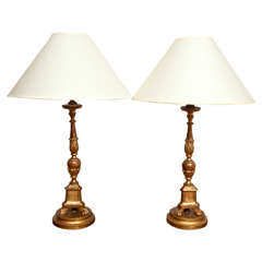 Pair of Giltwood Candlesticks as Lamps