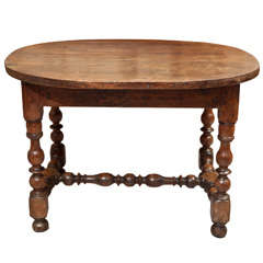 French Walnut Oval Turned Leg Table