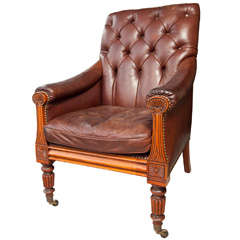 Antique Leather Library Chair