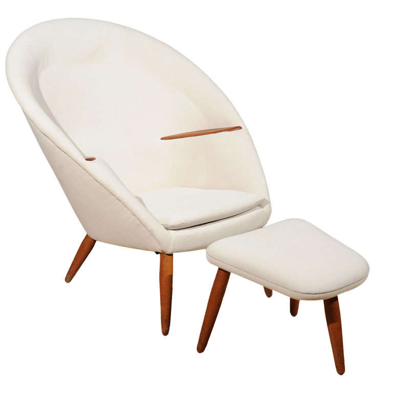 Nanna Ditzel Easy Chair and Ottoman at 1stDibs