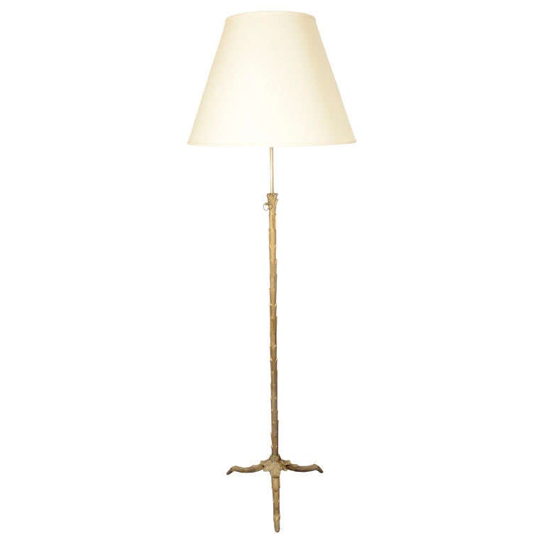 Maison Charles, Adjustable bronze floor lamp, France, c. 1945