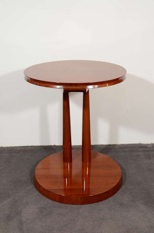 Fine Cherry Wood Round Side Table by Léon Bouchet (1880-1940)