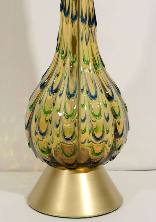 Mid-Century Modern Pair of Italian Midcentury Multicolor Murano Glass Table Lamps