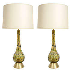 Pair of Italian Midcentury Multicolor Murano Glass Table Lamps