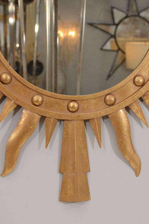 A Gilt Metal Sunburst Mirror In Good Condition In New York, NY