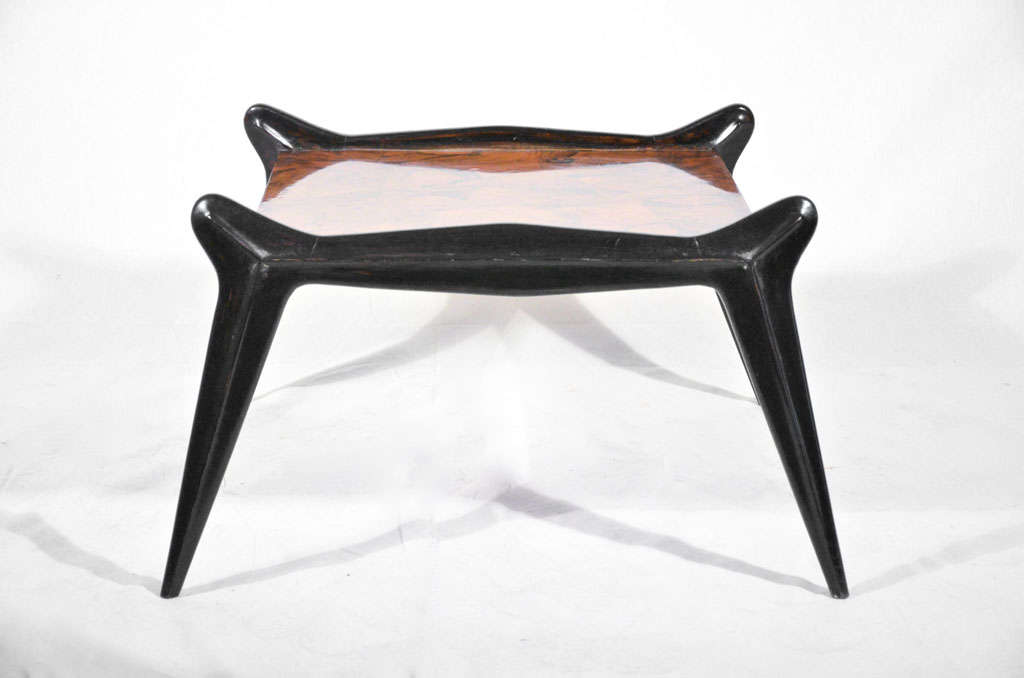 Unique low table produced for a forniture in Rome, circa 1950
lacquered wood and walnut root
Size: Height 14.2 in.; Width 24.8 in.; Depth 32.7 in. / Height 36 cm.; Width 63 cm.; Depth 83 cm