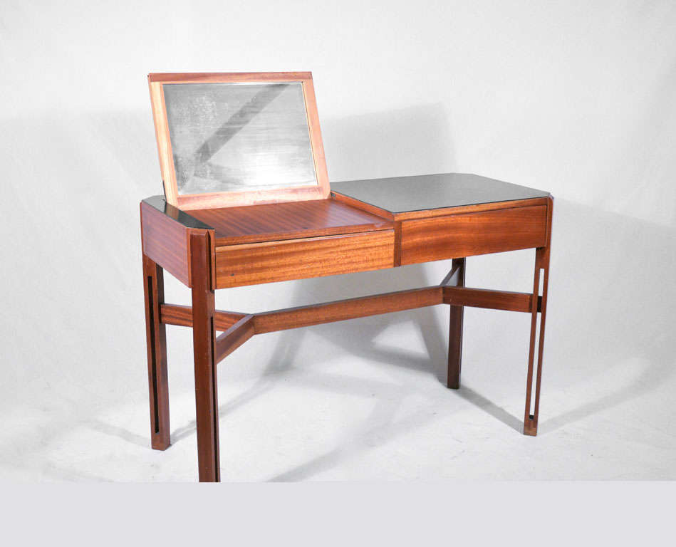 Mid-Century Modern Ico and Luisa Parisi Mahogany wood and Laminate Glass Italian desk. 1959