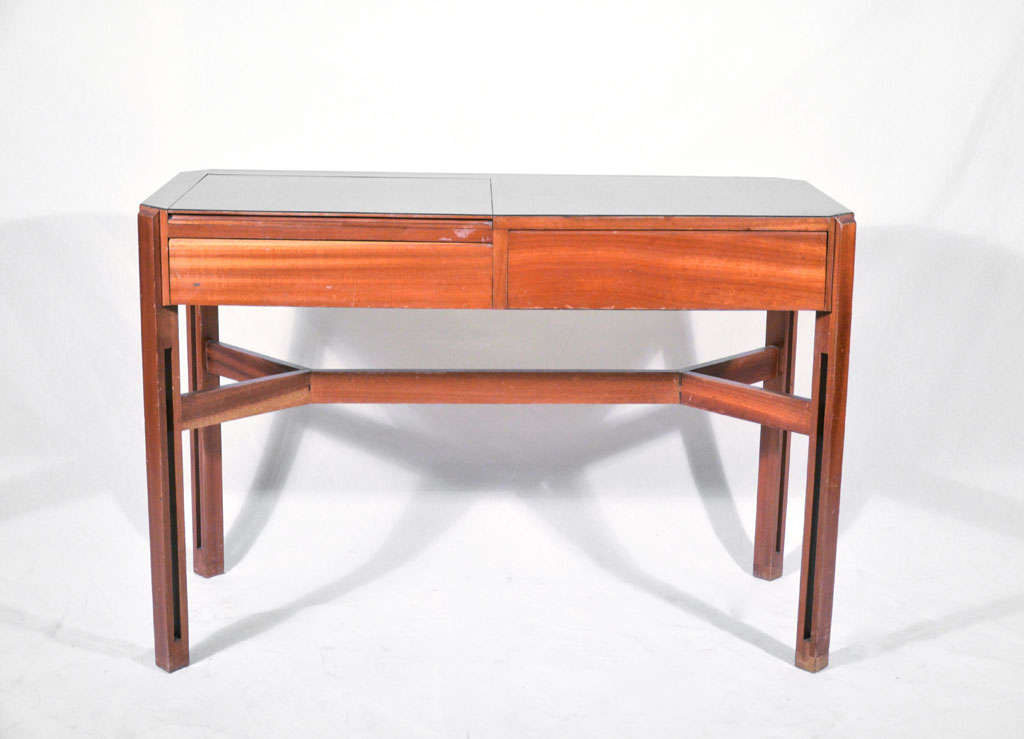 Ico and Luisa Parisi Mahogany wood and Laminate Glass Italian desk. 1959 In Good Condition In Rome, IT