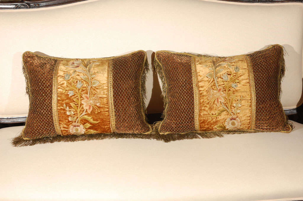 19th c french textile cushions