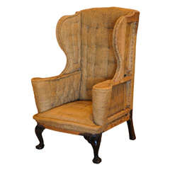 Antique Large Queen Anne Wingback Chair, United Kingdom 18th C.