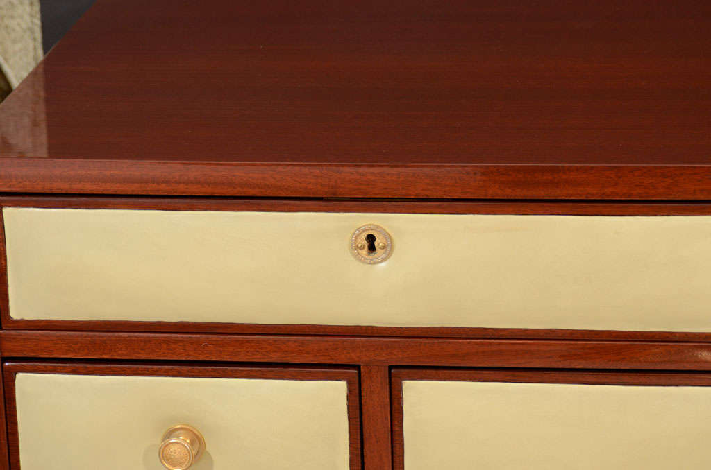 Outstanding Twelve-Drawer Leatherette Front Cabinet attributed to Jansen In Good Condition In East Hampton, NY