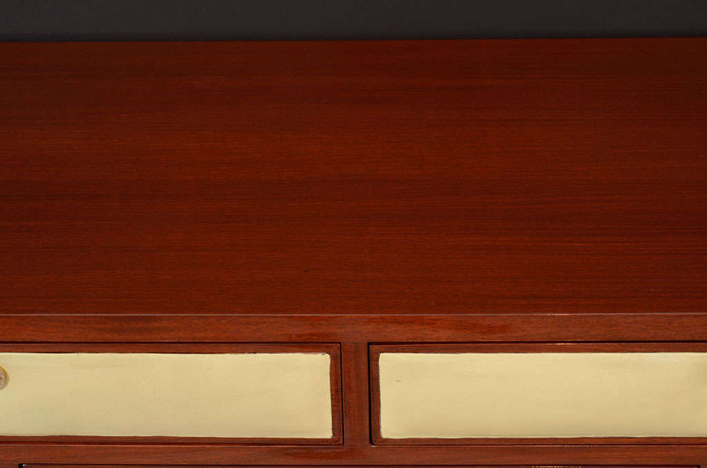 Faux Leather Outstanding Twelve-Drawer Leatherette Front Cabinet attributed to Jansen